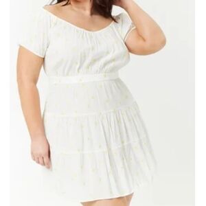Forever 21 Plus Size Cottagcore Off Shoulder Embroidered Floral Dress